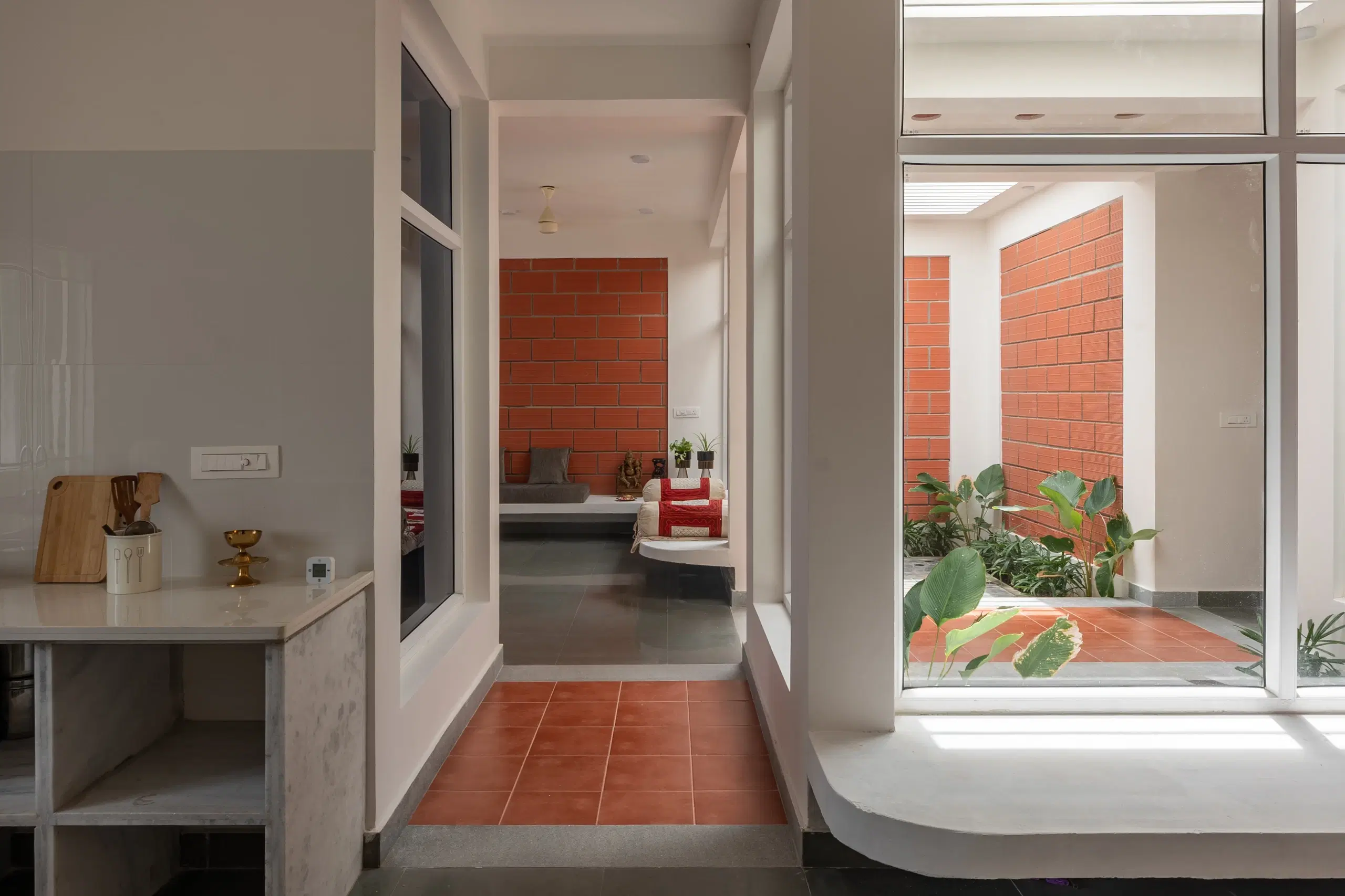 Modern interior hallway with terracotta